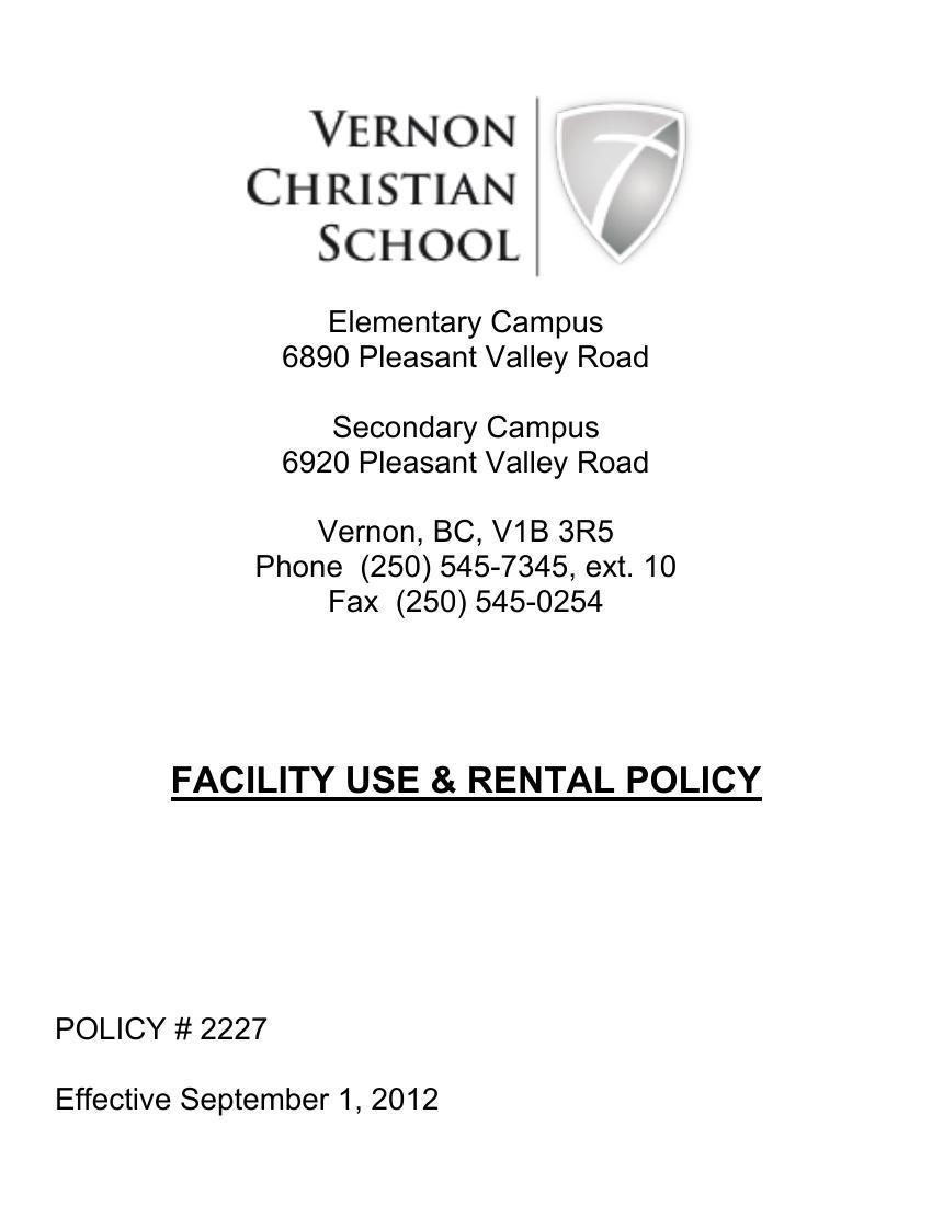 Vernon Facility Use & Rental Policy